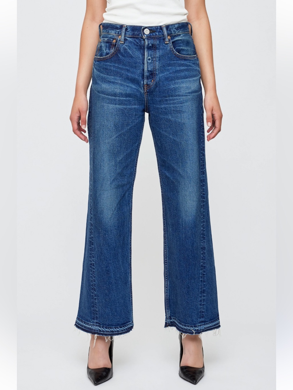 MOUSSY VINTAGE Espanola High Rise Wide Leg Jeans Blue Size 26 $370